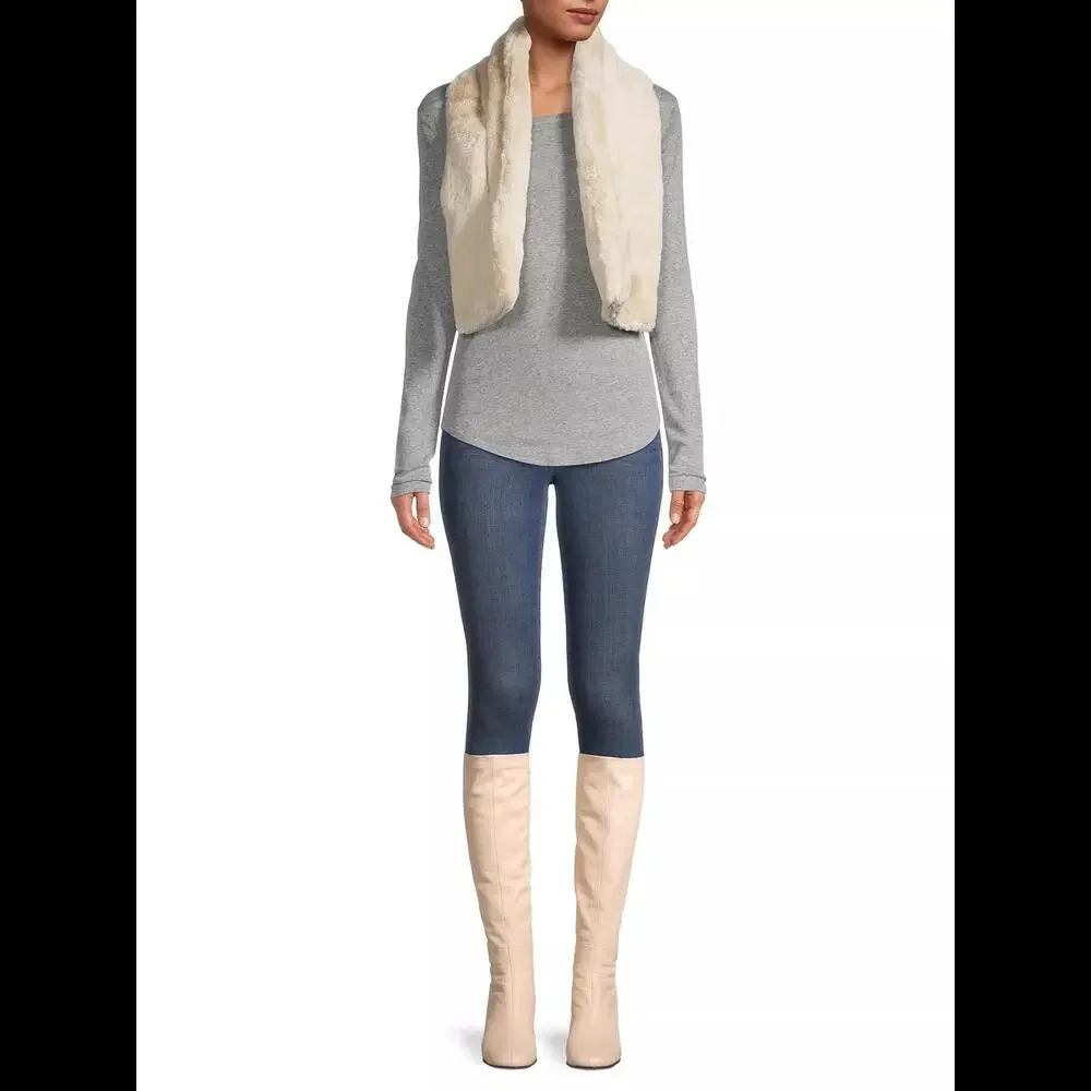 Apparis Luxurious Ivory Faux Fur Scarf Wrap - Picture 2 of 5